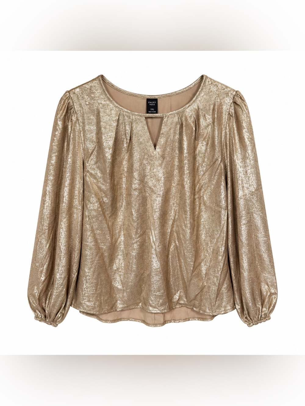 Emery Rose Metallic Gold Shimmer Blouse Plus Size 1XL